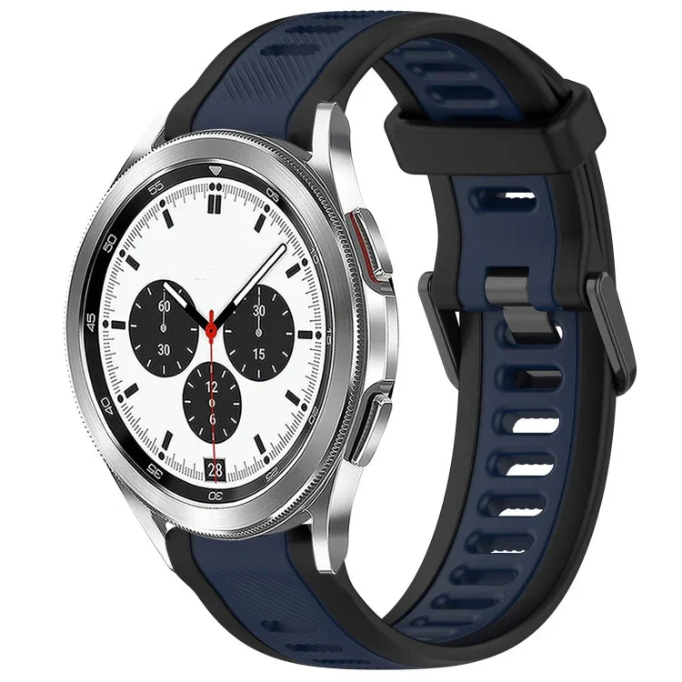 20 mm breites, zweifarbiges Silikonarmband mit Struktur, passend für Samsung Galaxy Watch 4 Classic (42 mm), Samsung Galaxy Watch Active 2 (44 mm), Samsung Galaxy Watch Active 2 (40 mm) und Samsung Galaxy Watch (42 mm).