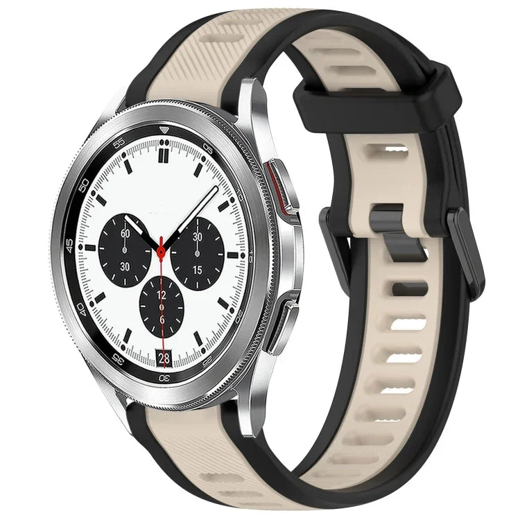 20 mm breites, zweifarbiges Silikonarmband mit Struktur, passend für Samsung Galaxy Watch 4 Classic (42 mm), Samsung Galaxy Watch Active 2 (44 mm), Samsung Galaxy Watch Active 2 (40 mm) und Samsung Galaxy Watch (42 mm).