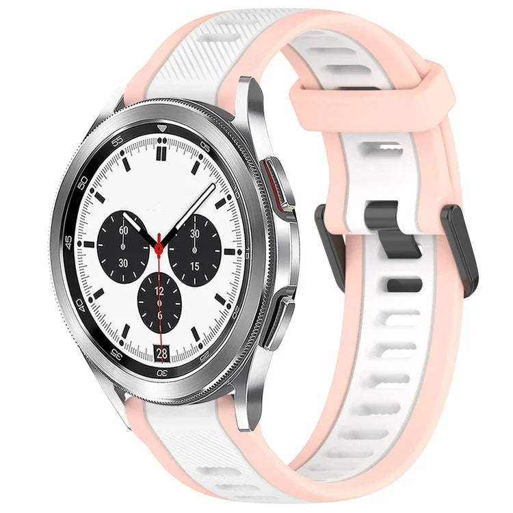 20 mm breites, zweifarbiges Silikonarmband mit Struktur, passend für Samsung Galaxy Watch 4 Classic (42 mm), Samsung Galaxy Watch Active 2 (44 mm), Samsung Galaxy Watch Active 2 (40 mm) und Samsung Galaxy Watch (42 mm).