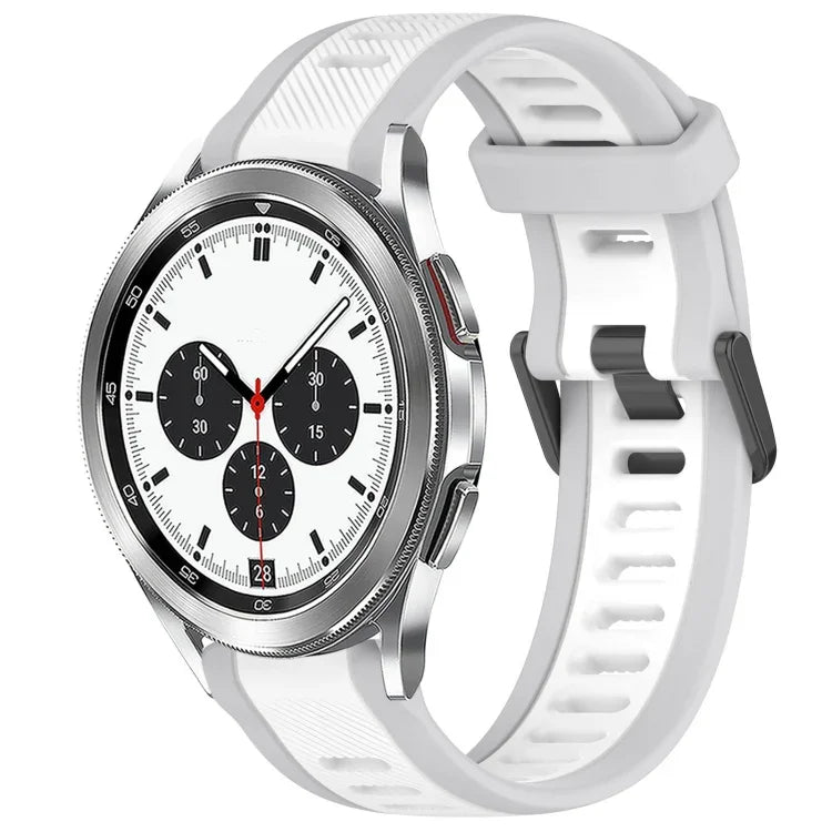 20 mm breites, zweifarbiges Silikonarmband mit Struktur, passend für Samsung Galaxy Watch 4 Classic (42 mm), Samsung Galaxy Watch Active 2 (44 mm), Samsung Galaxy Watch Active 2 (40 mm) und Samsung Galaxy Watch (42 mm).