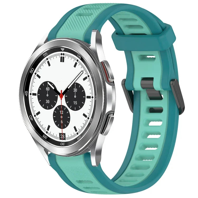 20 mm breites, zweifarbiges Silikonarmband mit Struktur, passend für Samsung Galaxy Watch 4 Classic (42 mm), Samsung Galaxy Watch Active 2 (44 mm), Samsung Galaxy Watch Active 2 (40 mm) und Samsung Galaxy Watch (42 mm).