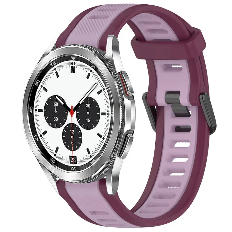 20 mm breites, zweifarbiges Silikonarmband mit Struktur, passend für Samsung Galaxy Watch 4 Classic (42 mm), Samsung Galaxy Watch Active 2 (44 mm), Samsung Galaxy Watch Active 2 (40 mm) und Samsung Galaxy Watch (42 mm).