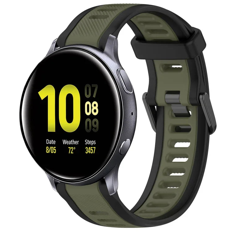 20 mm breites, zweifarbiges Silikonarmband mit Struktur, passend für Samsung Galaxy Watch 4 Classic (42 mm), Samsung Galaxy Watch Active 2 (44 mm), Samsung Galaxy Watch Active 2 (40 mm) und Samsung Galaxy Watch (42 mm).