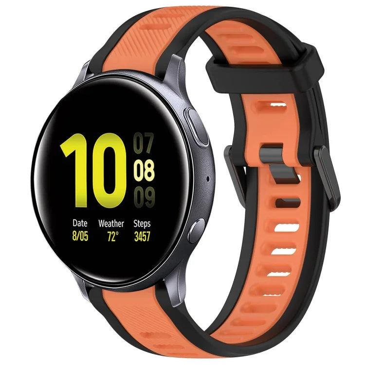 20 mm breites, zweifarbiges Silikonarmband mit Struktur, passend für Samsung Galaxy Watch 4 Classic (42 mm), Samsung Galaxy Watch Active 2 (44 mm), Samsung Galaxy Watch Active 2 (40 mm) und Samsung Galaxy Watch (42 mm).