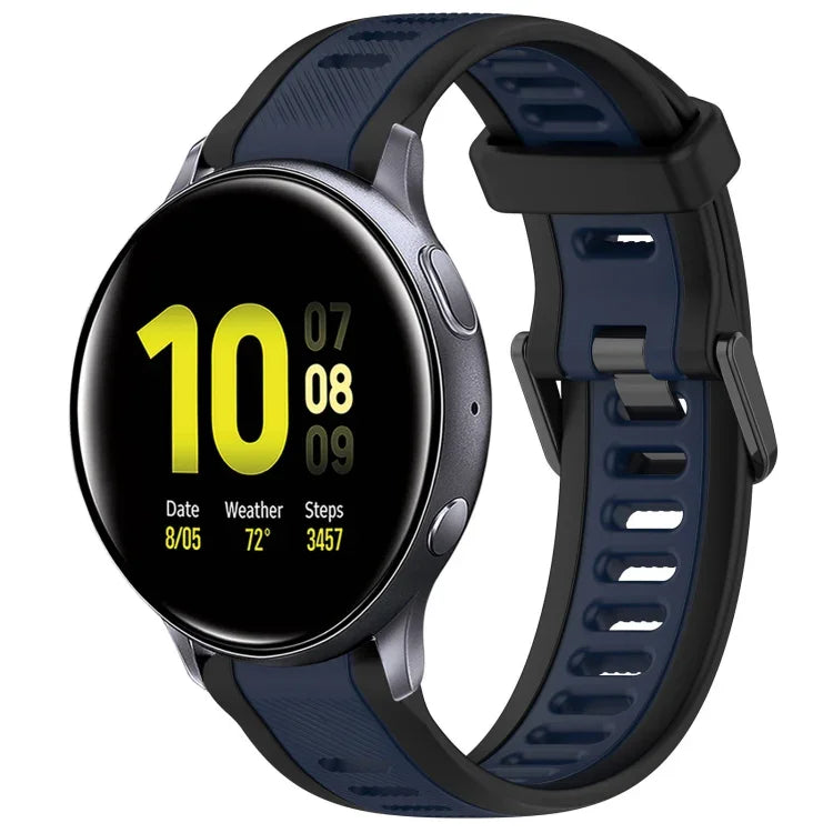 20 mm breites, zweifarbiges Silikonarmband mit Struktur, passend für Samsung Galaxy Watch 4 Classic (42 mm), Samsung Galaxy Watch Active 2 (44 mm), Samsung Galaxy Watch Active 2 (40 mm) und Samsung Galaxy Watch (42 mm).