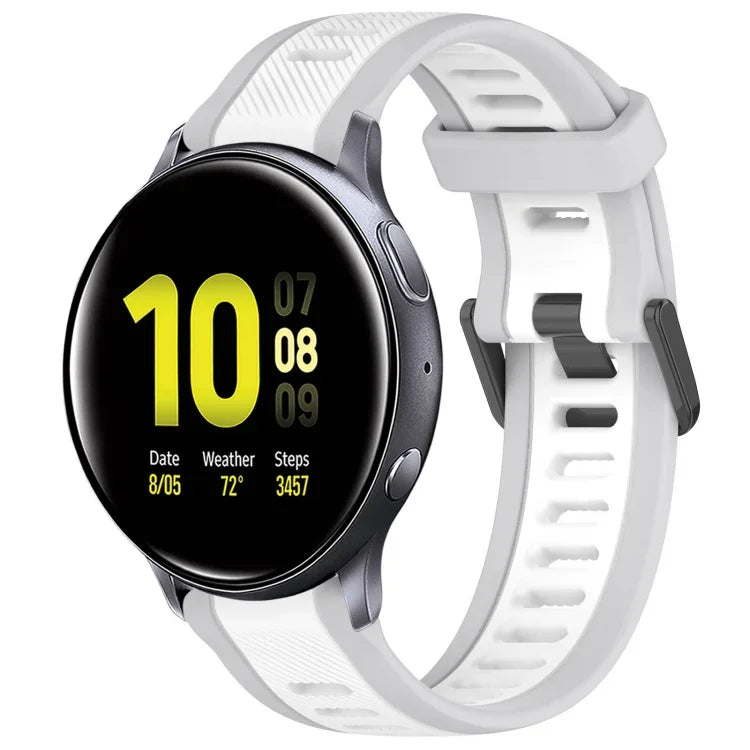 20 mm breites, zweifarbiges Silikonarmband mit Struktur, passend für Samsung Galaxy Watch 4 Classic (42 mm), Samsung Galaxy Watch Active 2 (44 mm), Samsung Galaxy Watch Active 2 (40 mm) und Samsung Galaxy Watch (42 mm).