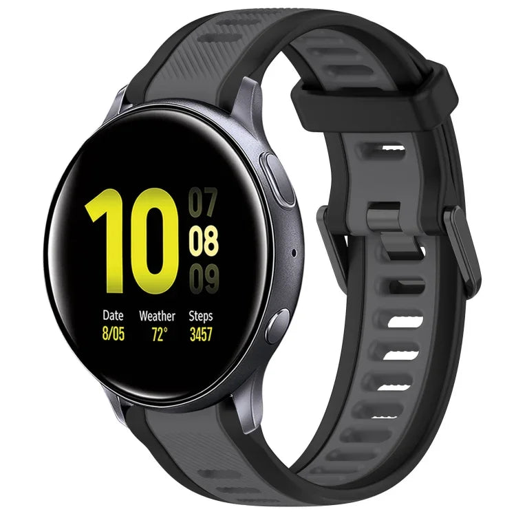 20 mm breites, zweifarbiges Silikonarmband mit Struktur, passend für Samsung Galaxy Watch 4 Classic (42 mm), Samsung Galaxy Watch Active 2 (44 mm), Samsung Galaxy Watch Active 2 (40 mm) und Samsung Galaxy Watch (42 mm).