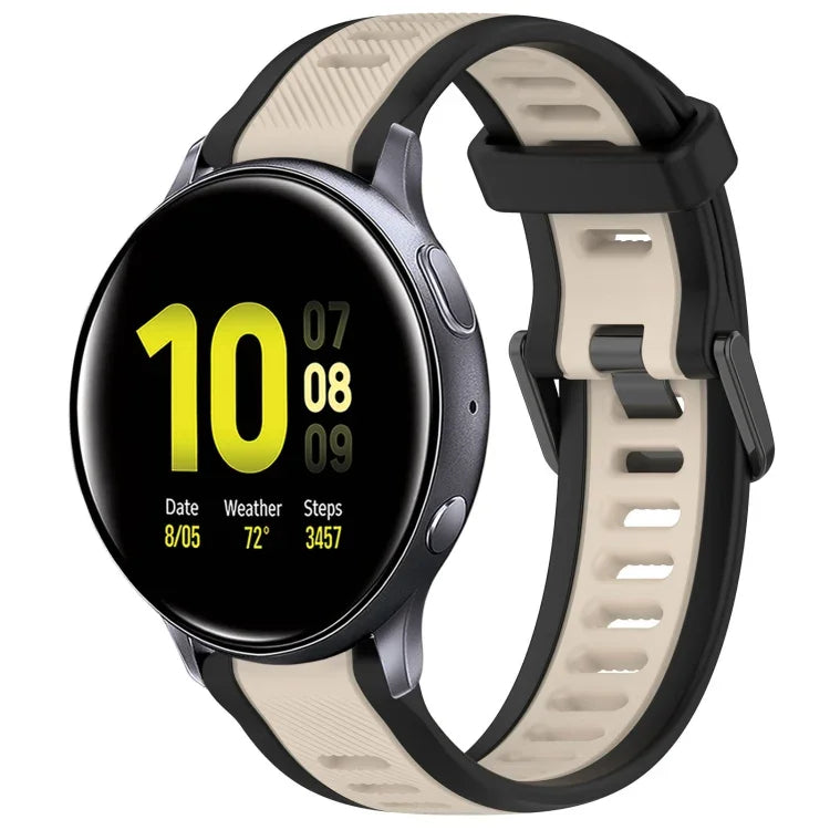 20 mm breites, zweifarbiges Silikonarmband mit Struktur, passend für Samsung Galaxy Watch 4 Classic (42 mm), Samsung Galaxy Watch Active 2 (44 mm), Samsung Galaxy Watch Active 2 (40 mm) und Samsung Galaxy Watch (42 mm).