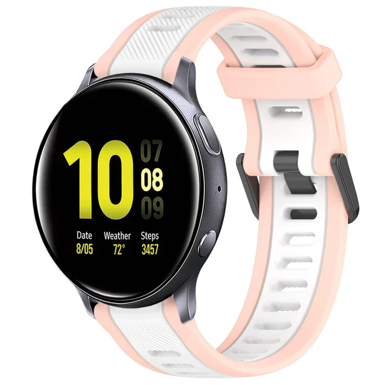 20 mm breites, zweifarbiges Silikonarmband mit Struktur, passend für Samsung Galaxy Watch 4 Classic (42 mm), Samsung Galaxy Watch Active 2 (44 mm), Samsung Galaxy Watch Active 2 (40 mm) und Samsung Galaxy Watch (42 mm).