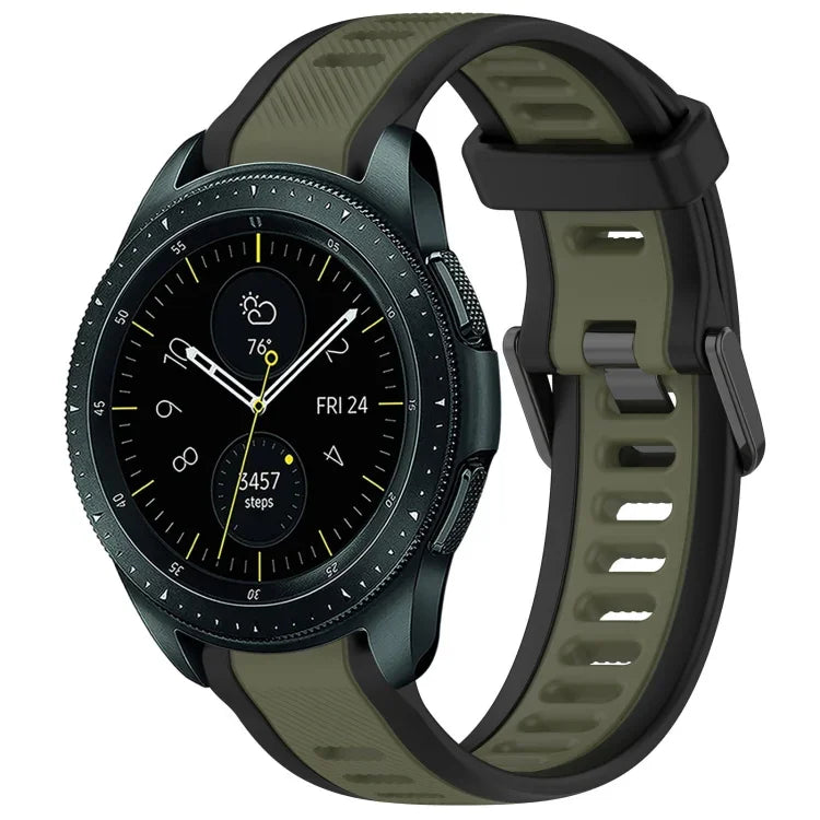 20 mm breites, zweifarbiges Silikonarmband mit Struktur, passend für Samsung Galaxy Watch 4 Classic (42 mm), Samsung Galaxy Watch Active 2 (44 mm), Samsung Galaxy Watch Active 2 (40 mm) und Samsung Galaxy Watch (42 mm).