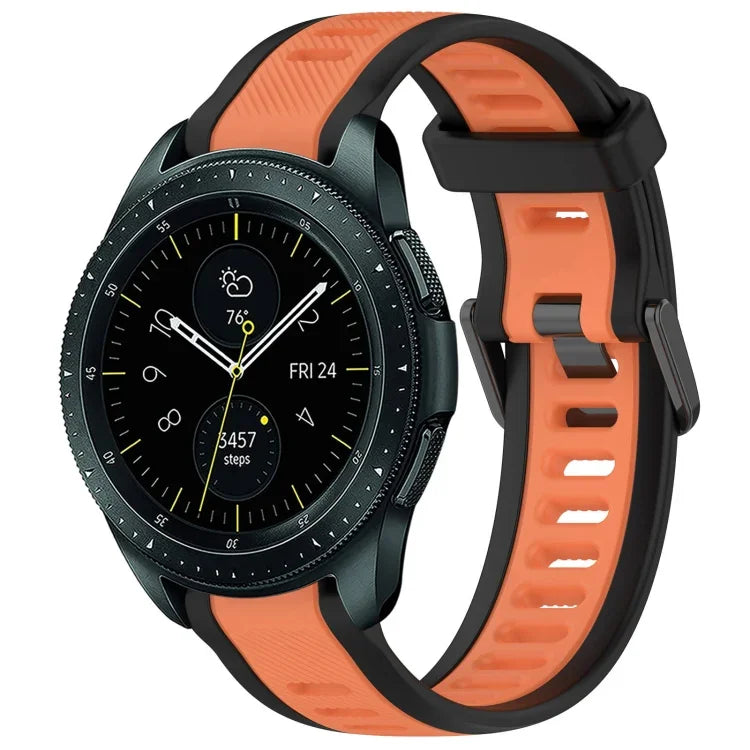 20 mm breites, zweifarbiges Silikonarmband mit Struktur, passend für Samsung Galaxy Watch 4 Classic (42 mm), Samsung Galaxy Watch Active 2 (44 mm), Samsung Galaxy Watch Active 2 (40 mm) und Samsung Galaxy Watch (42 mm).