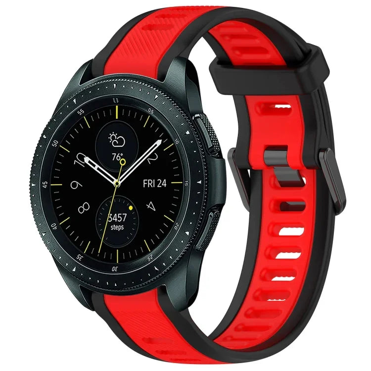 20 mm breites, zweifarbiges Silikonarmband mit Struktur, passend für Samsung Galaxy Watch 4 Classic (42 mm), Samsung Galaxy Watch Active 2 (44 mm), Samsung Galaxy Watch Active 2 (40 mm) und Samsung Galaxy Watch (42 mm).