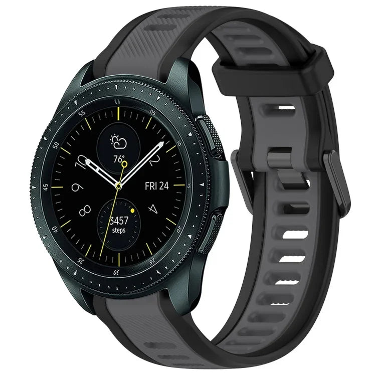 20 mm breites, zweifarbiges Silikonarmband mit Struktur, passend für Samsung Galaxy Watch 4 Classic (42 mm), Samsung Galaxy Watch Active 2 (44 mm), Samsung Galaxy Watch Active 2 (40 mm) und Samsung Galaxy Watch (42 mm).