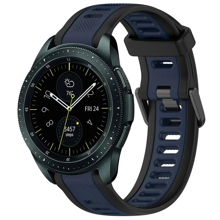 20 mm breites, zweifarbiges Silikonarmband mit Struktur, passend für Samsung Galaxy Watch 4 Classic (42 mm), Samsung Galaxy Watch Active 2 (44 mm), Samsung Galaxy Watch Active 2 (40 mm) und Samsung Galaxy Watch (42 mm).
