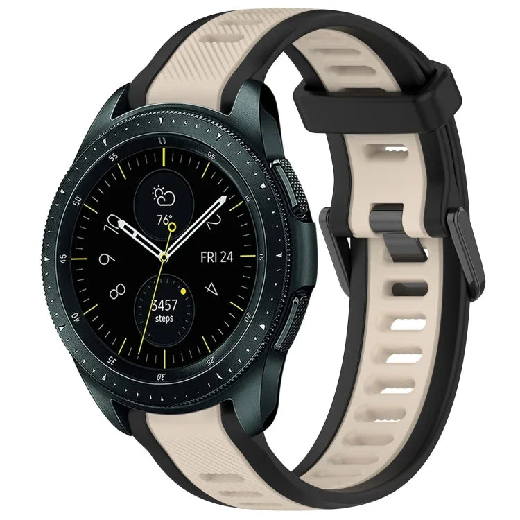 20 mm breites, zweifarbiges Silikonarmband mit Struktur, passend für Samsung Galaxy Watch 4 Classic (42 mm), Samsung Galaxy Watch Active 2 (44 mm), Samsung Galaxy Watch Active 2 (40 mm) und Samsung Galaxy Watch (42 mm).
