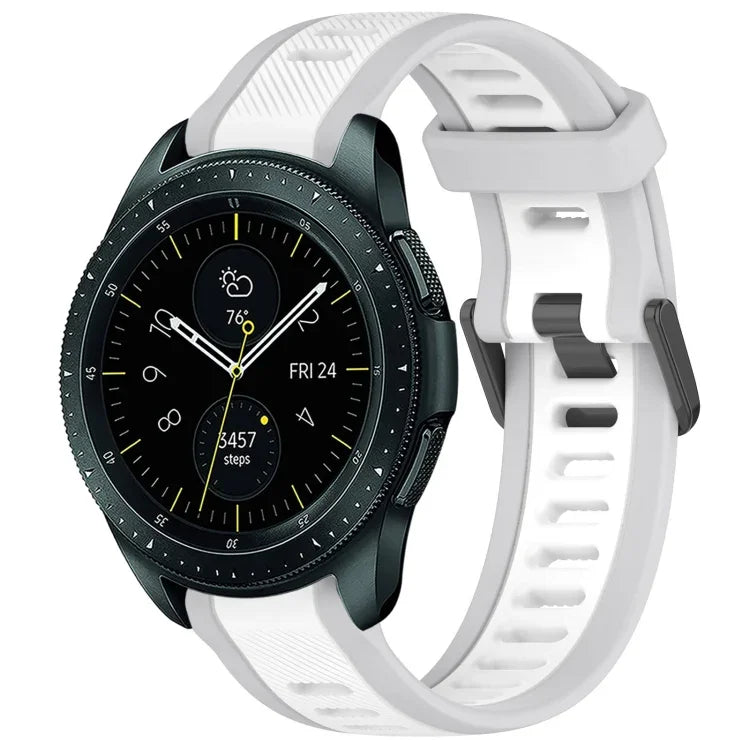 20 mm breites, zweifarbiges Silikonarmband mit Struktur, passend für Samsung Galaxy Watch 4 Classic (42 mm), Samsung Galaxy Watch Active 2 (44 mm), Samsung Galaxy Watch Active 2 (40 mm) und Samsung Galaxy Watch (42 mm).