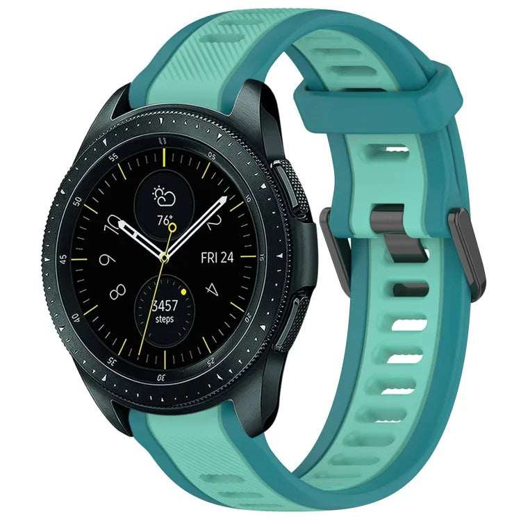 20 mm breites, zweifarbiges Silikonarmband mit Struktur, passend für Samsung Galaxy Watch 4 Classic (42 mm), Samsung Galaxy Watch Active 2 (44 mm), Samsung Galaxy Watch Active 2 (40 mm) und Samsung Galaxy Watch (42 mm).