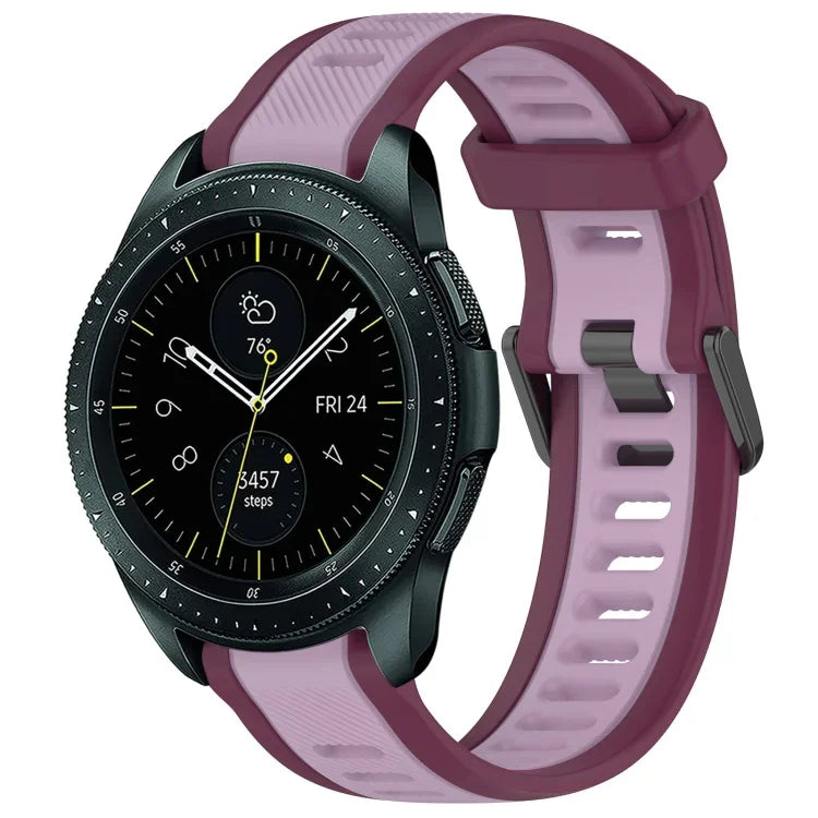 20 mm breites, zweifarbiges Silikonarmband mit Struktur, passend für Samsung Galaxy Watch 4 Classic (42 mm), Samsung Galaxy Watch Active 2 (44 mm), Samsung Galaxy Watch Active 2 (40 mm) und Samsung Galaxy Watch (42 mm).