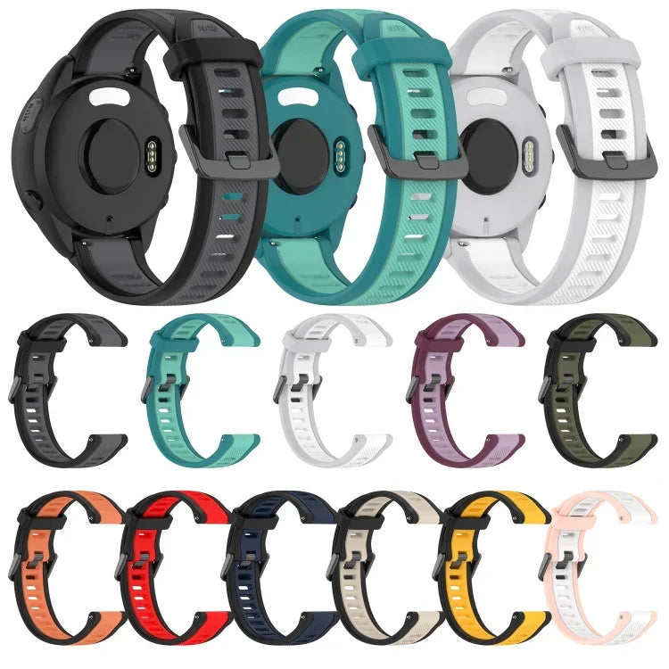 20 mm breites, zweifarbiges Silikonarmband mit Struktur, passend für Samsung Galaxy Watch 4 Classic (42 mm), Samsung Galaxy Watch Active 2 (44 mm), Samsung Galaxy Watch Active 2 (40 mm) und Samsung Galaxy Watch (42 mm).