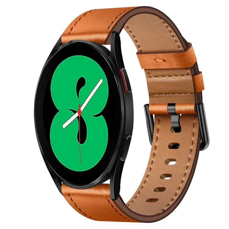 20mm SX Connector Metal Button Switch Leather Watch Band, For Samsung Galaxy Watch 5, For Samsung Galaxy Watch 5 Pro, For Samsung Galaxy Watch 4, For Samsung Galaxy Gear Sport, For Samsung Galaxy Watch 3 41mm, For Samsung Galaxy Watch Active           ...
