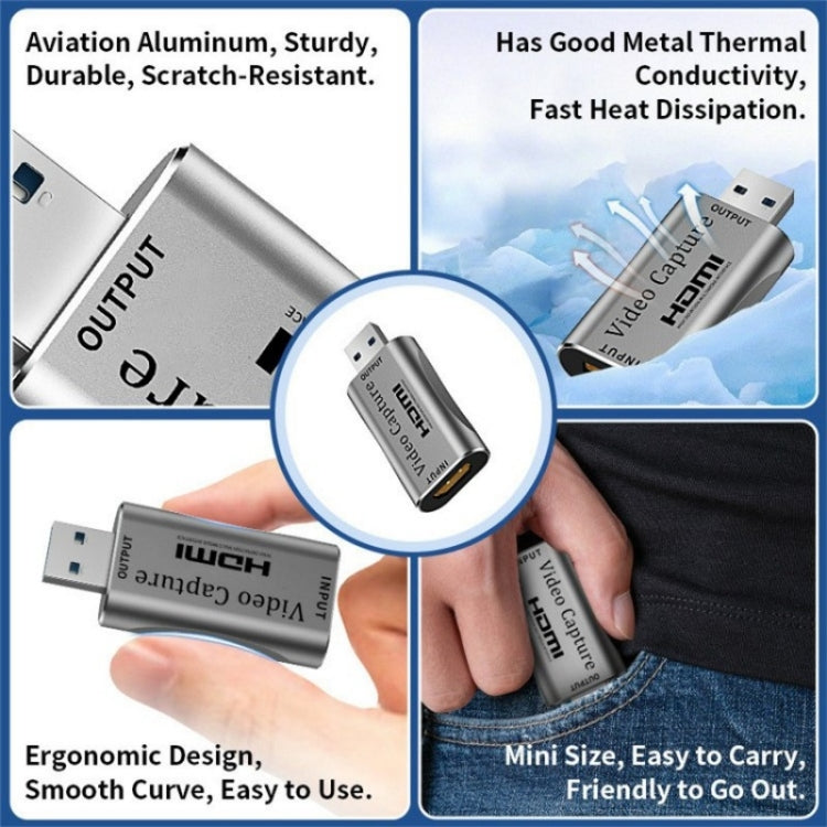 C30 für Live-Gaming-Streaming: Aluminiumlegierung, USB-Stecker auf HDMI-Buchse, HD-Video-Capture-Card, C30