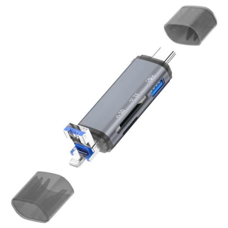 ADS-306 U-Disk Datenübertragungsadapter USB / 8 Pin / Type-C Stecker SD TF Kartenleser, ADS-306