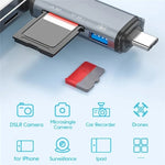 ADS-306 U-Disk Datenübertragungsadapter USB / 8 Pin / Type-C Stecker SD TF Kartenleser, ADS-306