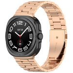 For Galaxy Watch Ultra2 2026 / 2025 / 1 2024 Three Beads Stainless Steel Metal Watch Band, Silver, Black, Gold, Rose Gold