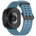 For Galaxy Watch Ultra2 2026 / 2025 / 1 2024 Ocean Hole Dual Buckle Silicone Watch Band, Rock Blue, Pink, Starlight, Dark Blue, Sky Blue, Dark Green, Wine Red, Gray Green, Black, Dark Gray, Orange, White