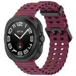 For Galaxy Watch Ultra2 2026 / 2025 / 1 2024 Ocean Hole Dual Buckle Silicone Watch Band, Rock Blue, Pink, Starlight, Dark Blue, Sky Blue, Dark Green, Wine Red, Gray Green, Black, Dark Gray, Orange, White
