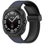 For Galaxy Watch Ultra2 2026 / 2025 / 1 2024 Magnetic Folding Buckle Silicone Leather Watch Band, Black, Gray, Orange, Green, Light Brown, Dark Blue