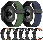 For Galaxy Watch Ultra2 2026 / 2025 / 1 2024 Magnetic Folding Buckle Silicone Leather Watch Band, Black, Gray, Orange, Green, Light Brown, Dark Blue