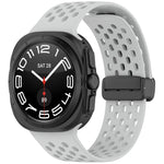 For Galaxy Watch Ultra2 2026 / 2025 / 1 2024 Hole Style Magnetic Folding Buckle Silicone Watch Band, Light Gray, Black, Starlight, Pink, Orange, Dark Blue, Dark Green, White
