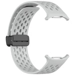 For Galaxy Watch Ultra2 2026 / 2025 / 1 2024 Hole Style Magnetic Folding Buckle Silicone Watch Band, Light Gray, Black, Starlight, Pink, Orange, Dark Blue, Dark Green, White