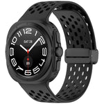 For Galaxy Watch Ultra2 2026 / 2025 / 1 2024 Hole Style Magnetic Folding Buckle Silicone Watch Band, Light Gray, Black, Starlight, Pink, Orange, Dark Blue, Dark Green, White
