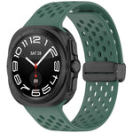 For Galaxy Watch Ultra2 2026 / 2025 / 1 2024 Hole Style Magnetic Folding Buckle Silicone Watch Band, Light Gray, Black, Starlight, Pink, Orange, Dark Blue, Dark Green, White