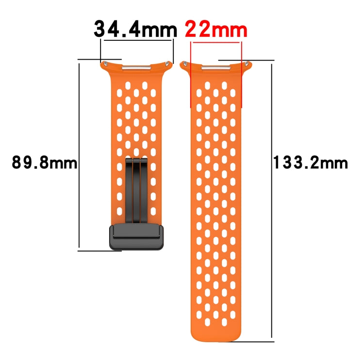 For Galaxy Watch Ultra2 2026 / 2025 / 1 2024 Hole Style Magnetic Folding Buckle Silicone Watch Band, Light Gray, Black, Starlight, Pink, Orange, Dark Blue, Dark Green, White