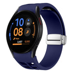 Richard Magnetisches faltbares silbernes Schnallen-Silikon-Uhrenarmband, für Samsung Galaxy Watch FE 40mm, für Sansung Galaxy Watch 5 Pro Golf Edition, für Samsung Galaxy Watch 5 Golf Edition