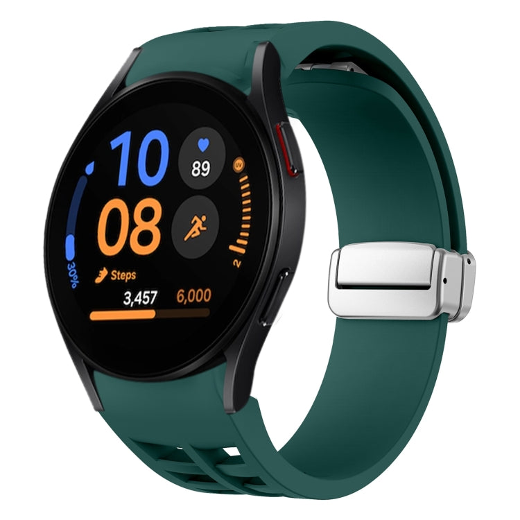 Richard Magnetisches faltbares silbernes Schnallen-Silikon-Uhrenarmband, für Samsung Galaxy Watch FE 40mm, für Sansung Galaxy Watch 5 Pro Golf Edition, für Samsung Galaxy Watch 5 Golf Edition