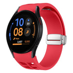 Richard Magnetisches faltbares silbernes Schnallen-Silikon-Uhrenarmband, für Samsung Galaxy Watch FE 40mm, für Sansung Galaxy Watch 5 Pro Golf Edition, für Samsung Galaxy Watch 5 Golf Edition