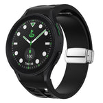 Richard Magnetisches faltbares silbernes Schnallen-Silikon-Uhrenarmband, für Samsung Galaxy Watch FE 40mm, für Sansung Galaxy Watch 5 Pro Golf Edition, für Samsung Galaxy Watch 5 Golf Edition