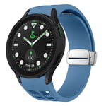 Richard Magnetisches faltbares silbernes Schnallen-Silikon-Uhrenarmband, für Samsung Galaxy Watch FE 40mm, für Sansung Galaxy Watch 5 Pro Golf Edition, für Samsung Galaxy Watch 5 Golf Edition