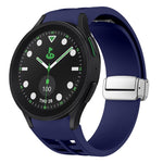 Richard Magnetisches faltbares silbernes Schnallen-Silikon-Uhrenarmband, für Samsung Galaxy Watch FE 40mm, für Sansung Galaxy Watch 5 Pro Golf Edition, für Samsung Galaxy Watch 5 Golf Edition