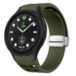 Richard Magnetisches faltbares silbernes Schnallen-Silikon-Uhrenarmband, für Samsung Galaxy Watch FE 40mm, für Sansung Galaxy Watch 5 Pro Golf Edition, für Samsung Galaxy Watch 5 Golf Edition