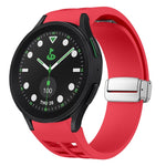 Richard Magnetisches faltbares silbernes Schnallen-Silikon-Uhrenarmband, für Samsung Galaxy Watch FE 40mm, für Sansung Galaxy Watch 5 Pro Golf Edition, für Samsung Galaxy Watch 5 Golf Edition