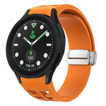 Richard Magnetisches faltbares silbernes Schnallen-Silikon-Uhrenarmband, für Samsung Galaxy Watch FE 40mm, für Sansung Galaxy Watch 5 Pro Golf Edition, für Samsung Galaxy Watch 5 Golf Edition
