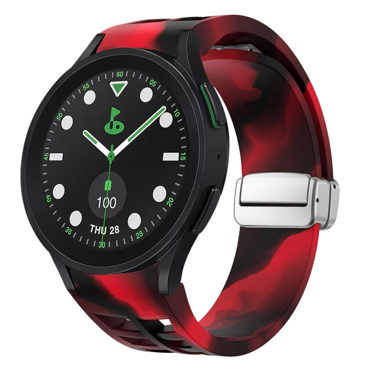 Richard Magnetisches faltbares silbernes Schnallen-Silikon-Uhrenarmband, für Samsung Galaxy Watch FE 40mm, für Sansung Galaxy Watch 5 Pro Golf Edition, für Samsung Galaxy Watch 5 Golf Edition