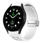 Richard Magnetisches faltbares silbernes Schnallen-Silikon-Uhrenarmband, für Samsung Galaxy Watch FE 40mm, für Sansung Galaxy Watch 5 Pro Golf Edition, für Samsung Galaxy Watch 5 Golf Edition