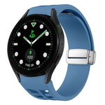 Richard Magnetisches faltbares silbernes Schnallen-Silikon-Uhrenarmband, für Samsung Galaxy Watch FE 40mm, für Sansung Galaxy Watch 5 Pro Golf Edition, für Samsung Galaxy Watch 5 Golf Edition
