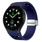Richard Magnetisches faltbares silbernes Schnallen-Silikon-Uhrenarmband, für Samsung Galaxy Watch FE 40mm, für Sansung Galaxy Watch 5 Pro Golf Edition, für Samsung Galaxy Watch 5 Golf Edition